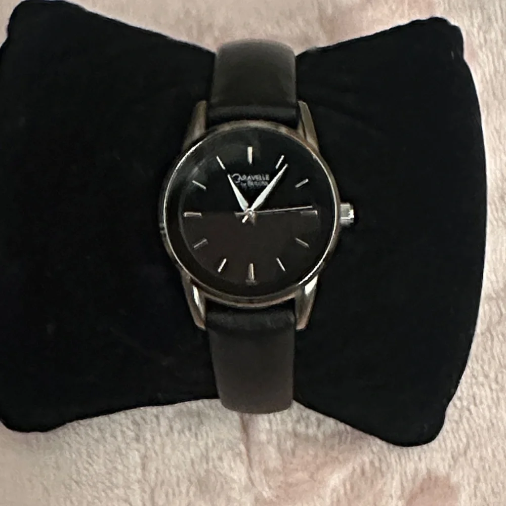 Caravelle Women's Black Leather Watch